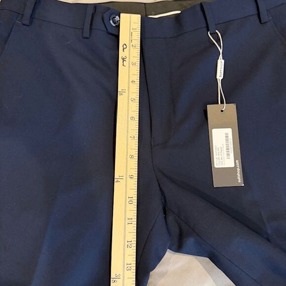 NWT The Suit Shop Navy Blue Dress Slacks Slim Stretch Fit 33 R - Picture 10 of 12